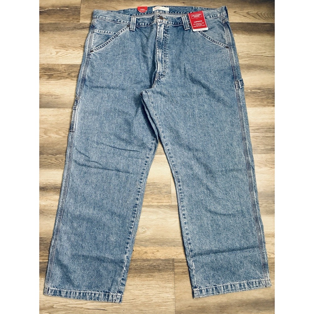 Mens Levi Strauss Signature Carpenter Jeans 42x30 Light Wash NWT Pockets Durable